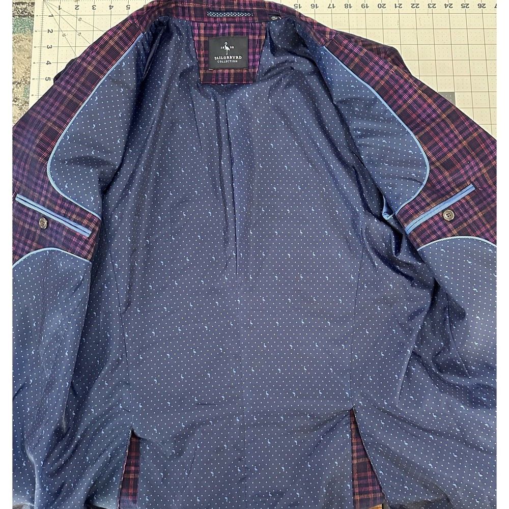Tailorbyrd Purple Orange Navy 100% Cotton Corduroy Blazer Lined Size Mens 42L - Picture 8 of 10